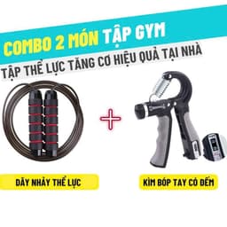Thumbnail M [MALL]COMBO DÂY NHẢY JR100 CAO CẤP VÀ KÌM BÓP LỰC  ĐEN XÁM CÓ BỘ ĐẾM, MỨC CĂNG LỰC TỪ 5KG ĐẾN 60KG 1