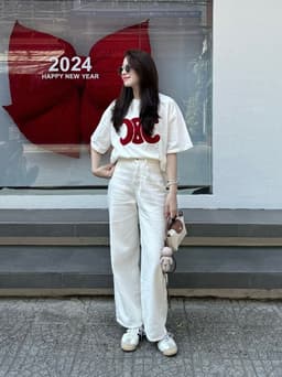 Thumbnail Quần jeans nữ trắng trơn ống suông tôn dáng Emix 3