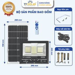 Thumbnail Đèn Pha Năng Lượng Mặt Trời TP SOLAR Siêu Sáng Bản Nâng Cấp 200W,300W,600W Vỏ Nhôm Đúc, Chống Nước IP68 - Bảo Hành 3 Năm 2
