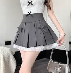 Thumbnail Chân Váy Bigsize Nữ Dáng Xếp Ly Xòe 2 Lớp Phối Ren Dễ Thương Kèm Nơ Đứng Form Cho Chubby CV419 3