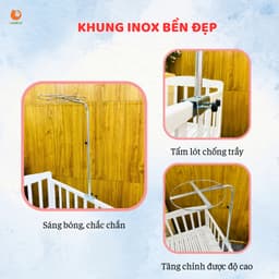 Thumbnail Màn Cũi Cho Bé GOLDCAT Và Cây Treo, Mắt Lưới Thoáng Khí Chống Muỗi Và Trùng,Khung Treo Tăng Chỉnh Độ Cao Thông Minh 3