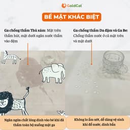 Thumbnail Ga Chống Thấm Cho Bé GOLDCAT 2 Lớp Cao Cấp, Mặt Vải Cotton Siêu Mềm, Giúp Ngăn Ẩm Ướt, Hôi Mốc. 3