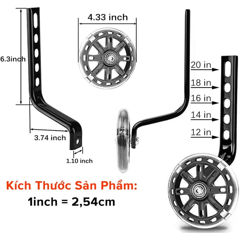 Ảnh Bánh Phụ Xe Đạp Trẻ Em Chính Hãng Amalife Phát Sáng Đủ Cỡ 12-14-16-18-20inch Chọn Màu Chắc Chắn 2