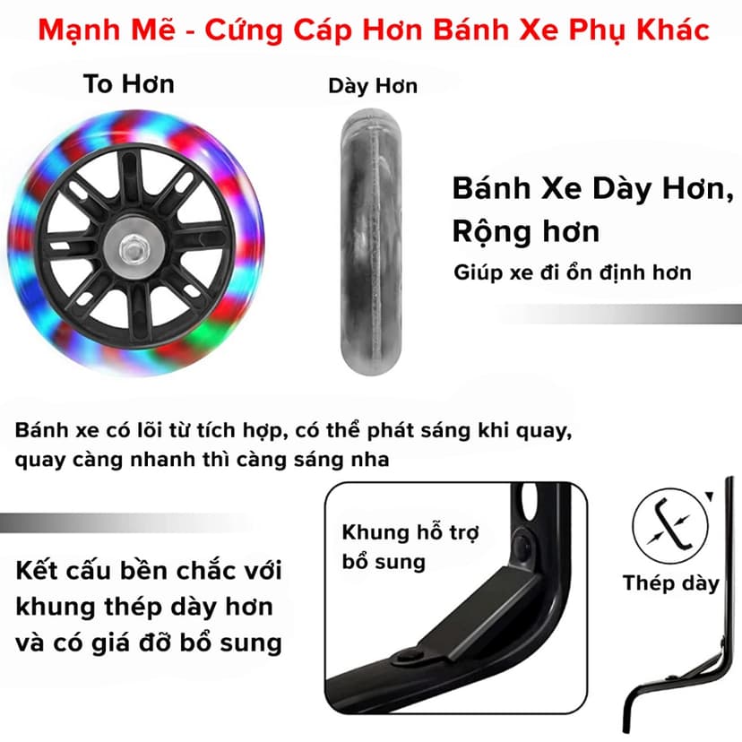 Ảnh Bánh Phụ Xe Đạp Trẻ Em Chính Hãng Amalife Phát Sáng Đủ Cỡ 12-14-16-18-20inch Chọn Màu Chắc Chắn 4