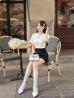 Thumbnail Áo Tay Ngắn Đính Nơ Tiểu Thư - EDINI - A1672 2