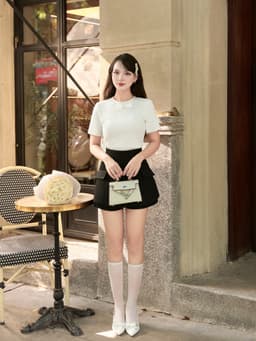 Thumbnail Áo Tay Ngắn Đính Nơ Tiểu Thư - EDINI - A1672 1