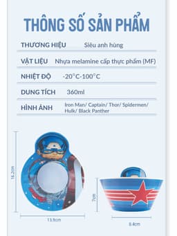 Thumbnail Bộ ăn dặm cho bé 1989KIDS chất liệu Nhựa Melamine chén bát ăn dặm,đũa tập ăn,cốc uống nước,thìa cho bé 3