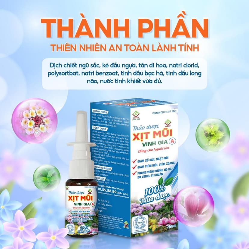 Ảnh Thảo Dược Xịt Mũi Vinh Gia A Với Tinh Dầu Bạc Hà Giảm Viêm Mũi Xoang, Sổ Mũi Cho Người Lớn - 20ml 2