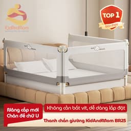 Thumbnail Thanh chắn giường cao cấp KidAndMom BR02, BR23, BR25 cao 105cm 24 nắc điều chỉnh thiết kế chống kẹt chống vấp ngã cho bé 1