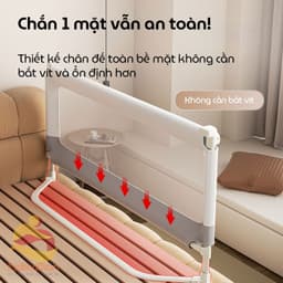Thumbnail Thanh chắn giường cao cấp KidAndMom BR02, BR23, BR25 cao 105cm 24 nắc điều chỉnh thiết kế chống kẹt chống vấp ngã cho bé 4