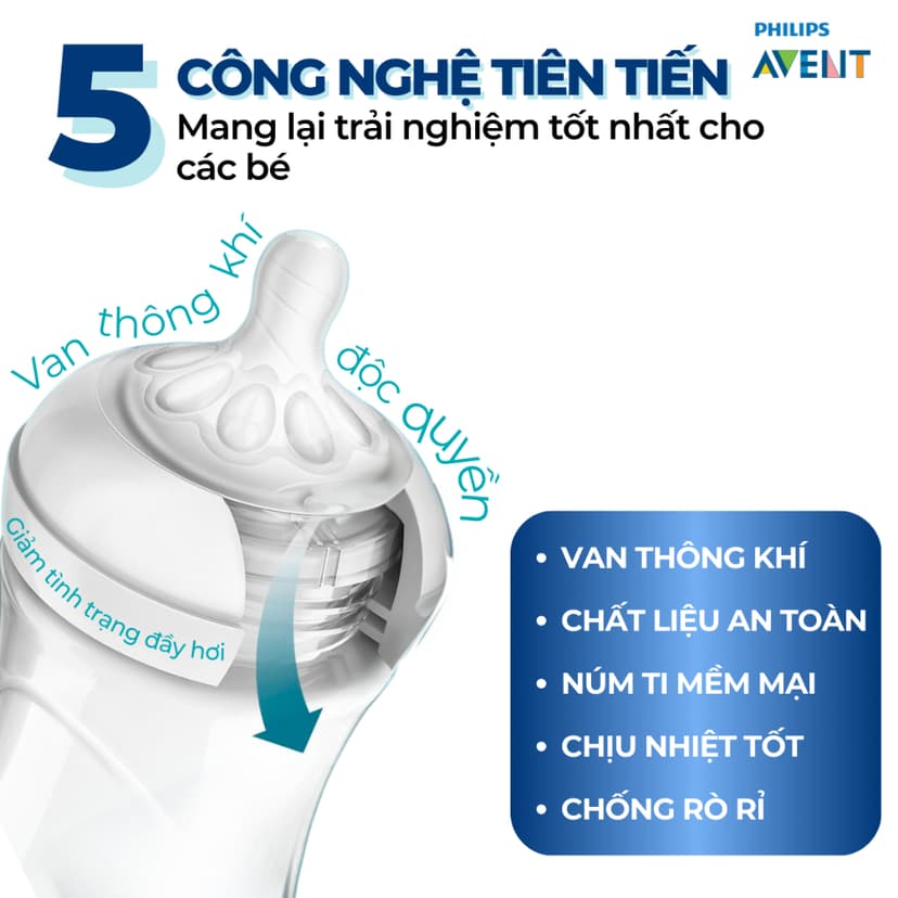 Ảnh Bình Sữa Philips Avent Natural Thủy Tinh Mô Phỏng Tự Nhiên Cao Cấp Cho Bé, Chống Đầy Hơi Sặc Sữa 240ml 4