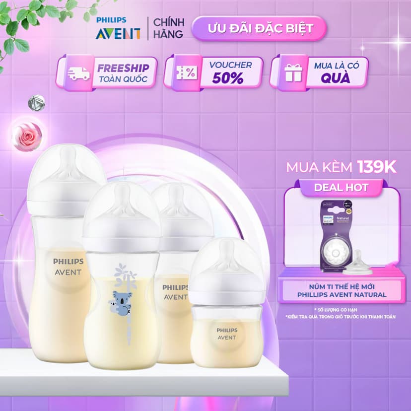 Ảnh Bình Sữa Philips Avent Natural Cho Bé, Bình Sữa Mô Phỏng Tự Nhiên Mới, Chống Đầy Hơi Sặc Sữa 1