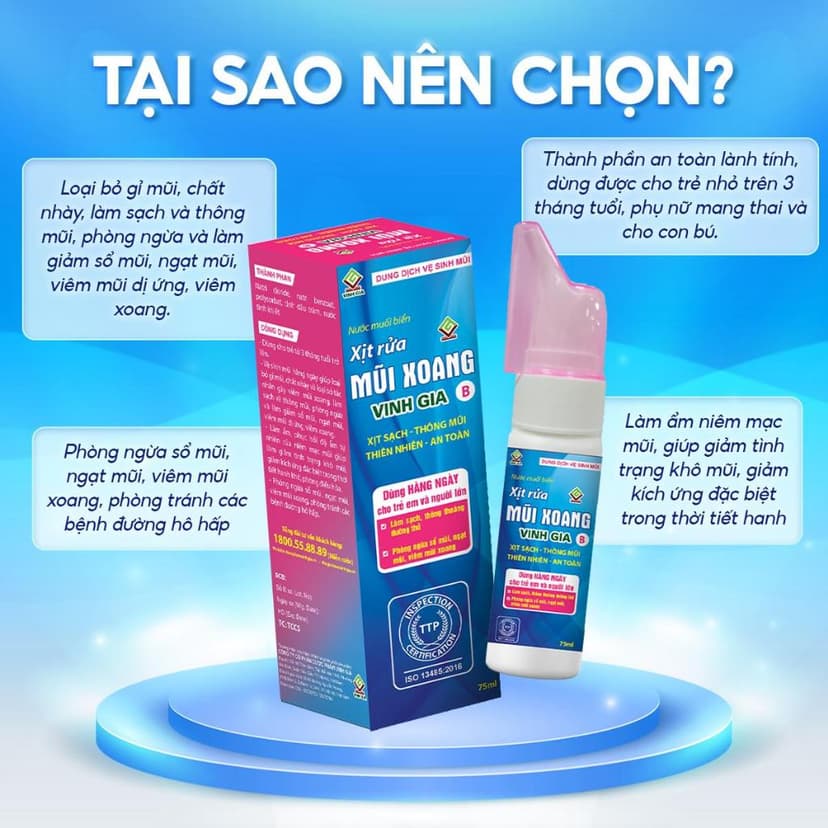 Ảnh Xịt Rửa Mũi Vinh Gia B Với Tinh Dầu Tràm Giảm Dị Ứng, Nghẹt Mũi Cho Bé & Người Lớn (75ml/ hộp) 3