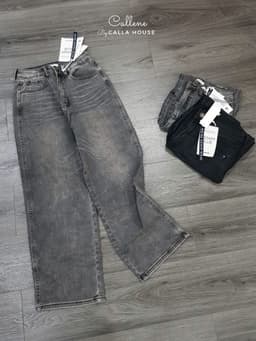 Thumbnail Quần jean xám ống suông ống đứng chất jean 4 chiều dài 100cm Callene (XK792) 2