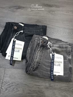 Thumbnail Quần jean xám ống suông ống đứng chất jean 4 chiều dài 100cm Callene (XK792) 1