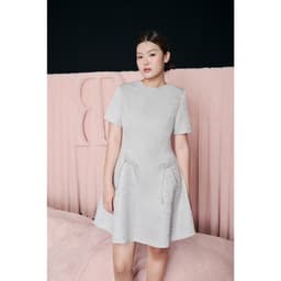 Thumbnail RẬP - Đầm Cổ Tròn Tay Ngắn Tùng Xòe Đính Nơ Eo - PRIME 24 4