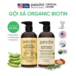 Thumbnail Combo dầu gội dầu xả hữu cơ hỗ trợ giảm rụng tóc, hỗ trợ mọc tóc Biotin Gold Label Pura D'or 236ml/473ml Organic 1