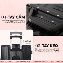 Thumbnail Vali Bamozo 9033 Khung Nhôm Size 20/24/28 Khóa Số Bảo Mật Bịt 4 Góc Chống Va Đập Bảo Hành 5 năm 3