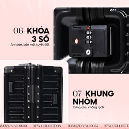 Thumbnail Vali Bamozo 9033 Khung Nhôm Size 20/24/28 Khóa Số Bảo Mật Bịt 4 Góc Chống Va Đập Bảo Hành 5 năm 4