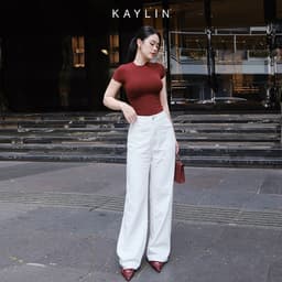 Thumbnail Quần Jean KAYLIN Basic form suông đính hạt chất vải denim dầy dặn phong cách - N2368 4