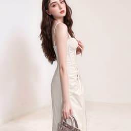 Thumbnail Đầm dự tiệc thương hiệu Đầm Váy Mina thiết kế hai dây dáng xoè midi chất liệu Linen MN241 4