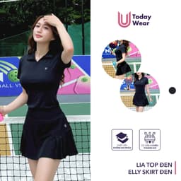 Thumbnail Set bộ đồ thể thao nữ áo Lia Top đen mix chân váy Elly Skirt đen Today U Wear cầu lông tennis pickleball bóng bàn 1