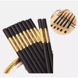 Thumbnail Hộp 10 đôi Đũa ăn cơm cao cấp Hàn Quốc mạ vàng chống trơn trượt nấm mốc 1