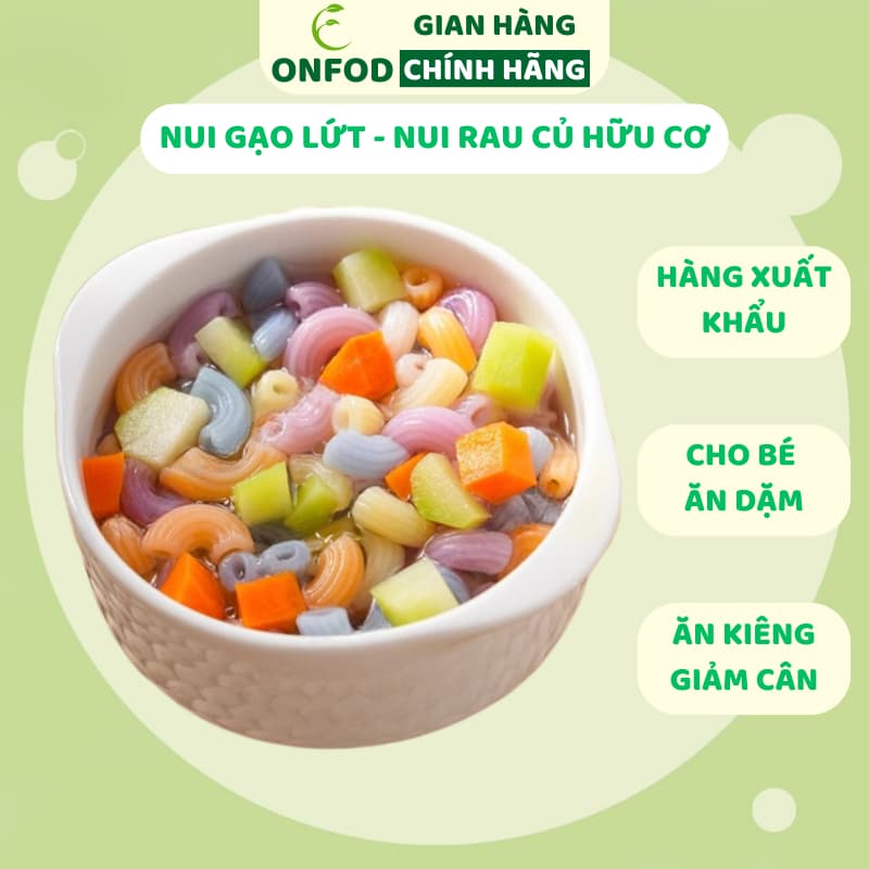 Ảnh Nui gạo lứt rau củ hữu cơ ONFOD giảm cân ăn dặm thực dưỡng eat clean cho người tiểu đường, gym, mẹ bầu, yoga 500g 1