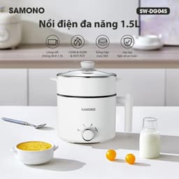 Thumbnail Nồi điện đa năng Samono SW-DG04S lẩu điện 1.5L chống dính, 3 mức nhiệt 150W &450W & hotpot, kèm xửng hấp inox 2