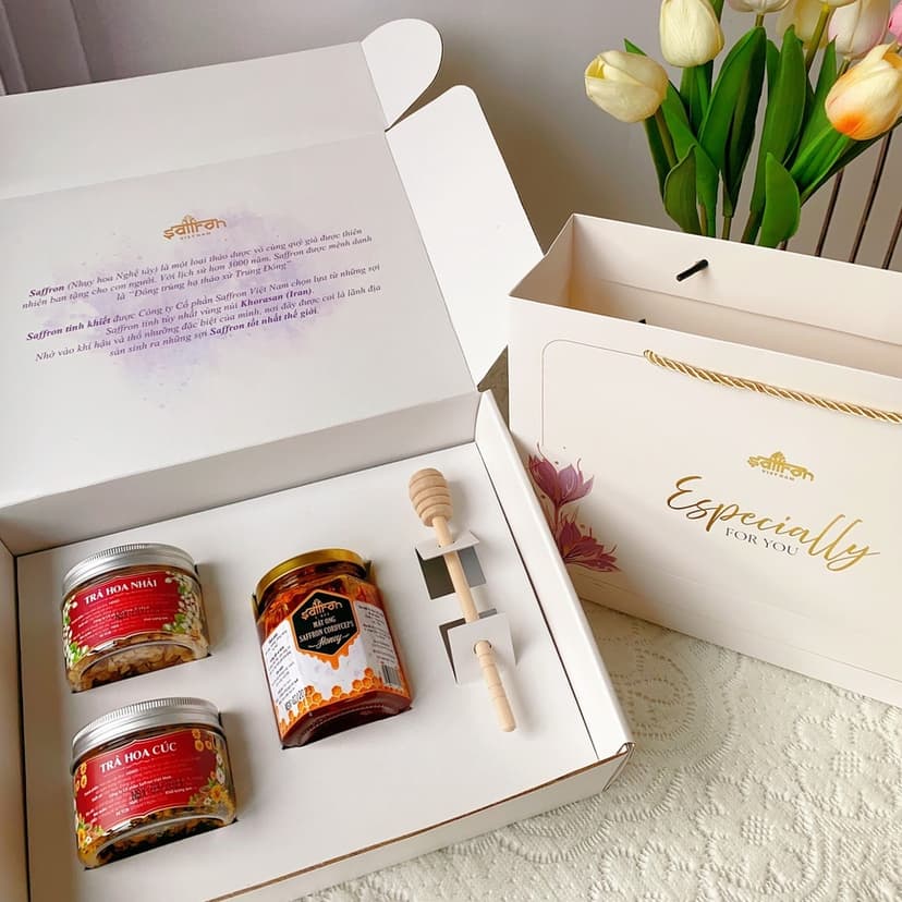 Ảnh Set quà tặng 8/3 Mật ong saffron đông trùng hạ thảo Saffron Việt Nam 1