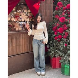 Thumbnail - Áo Ren Tay Loe Phối Nơ Cách Điệu Phong Cách Hàn Quốc Tiểu Thư LYRA - LWNAO019 3