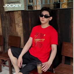 Thumbnail Áo thun T-shirt đỏ Jockey cotton Happiness - J4100 4