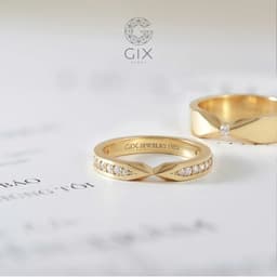 Thumbnail Nhẫn cưới Ribbon vô cực thiết kế vàng 14k & 18k đính full kim cương thiên nhiên Gix Jewel 1