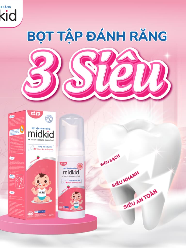 Ảnh Bọt tập đánh răng Midkid chính hãng vị Dâu 60ml cho bé từ 1 tuổi, hữu cơ, bọt mịn tan nhanh, an toàn 4