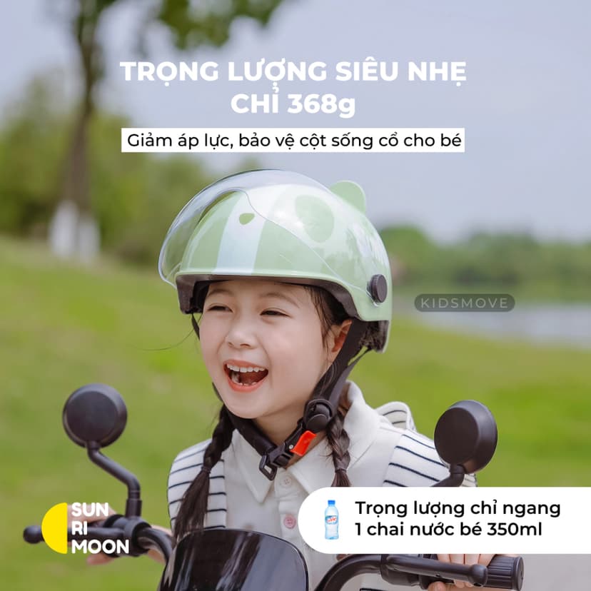 Ảnh Mũ bảo hiểm trẻ em có kính siêu nhẹ Sunrimoon WT-074, cho bé 3-14 tuổi, có chỉnh size vòng đầu 2