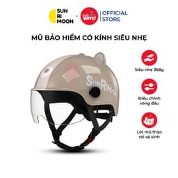 Thumbnail Mũ bảo hiểm trẻ em có kính siêu nhẹ Sunrimoon WT-074, cho bé 3-14 tuổi, có chỉnh size vòng đầu 1