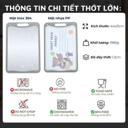 Thumbnail Thớt inox 304 và nhựa kháng khuẩn DandiHome cao cấp hai mặt - Hàng chính hãng 2