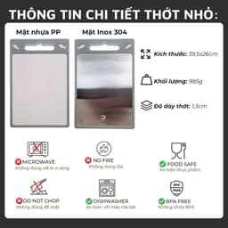 Thumbnail Thớt inox 304 và nhựa kháng khuẩn DandiHome cao cấp hai mặt - Hàng chính hãng 3