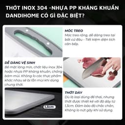 Thumbnail Thớt inox 304 và nhựa kháng khuẩn DandiHome cao cấp hai mặt - Hàng chính hãng 4