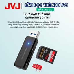 Thumbnail Đầu Đọc Thẻ Nhớ JVJ USB 3.0, Đầu Đọc Thẻ Nhớ SD/TF/Micro SD Tương Thích Với Laptop, Máy Tính,... 2