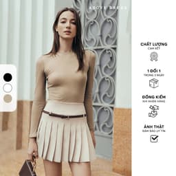 Thumbnail 412HT1012 - Áo dài tay thiết kế mỏng thun tăm kem/ nâu xám/ đen ADORE DRESS 1