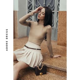 Thumbnail 412HT1012 - Áo dài tay thiết kế mỏng thun tăm kem/ nâu xám/ đen ADORE DRESS 2