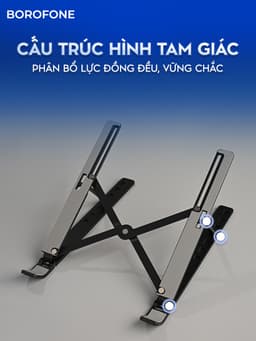 Thumbnail Giá đỡ LAPTOP, MACBOOK, IPAD BOROFONE N4 bằng nhôm có thể điều chỉnh được độ cao, đế tản nhiệt kê laptop 2