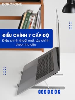 Thumbnail Giá đỡ LAPTOP, MACBOOK, IPAD BOROFONE N4 bằng nhôm có thể điều chỉnh được độ cao, đế tản nhiệt kê laptop 1