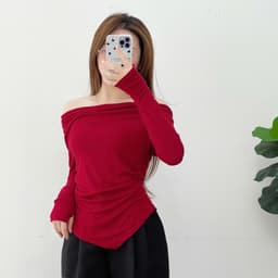 Thumbnail Áo Thun 𝐂𝐂𝐇𝐀𝐓 Kiểu Lệch Vai Gấu Vát Dáng Ôm Chất Vải Mềm Mịn Co Giãn 4 Chiều 23TDC2005OT 4