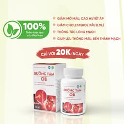 Thumbnail Giảm mỡ máu, ngừa tai biến Dưỡng tâm Ob, Tốt Cho Tim Mạch, Huyết Áp( Hộp 60 viên) 2