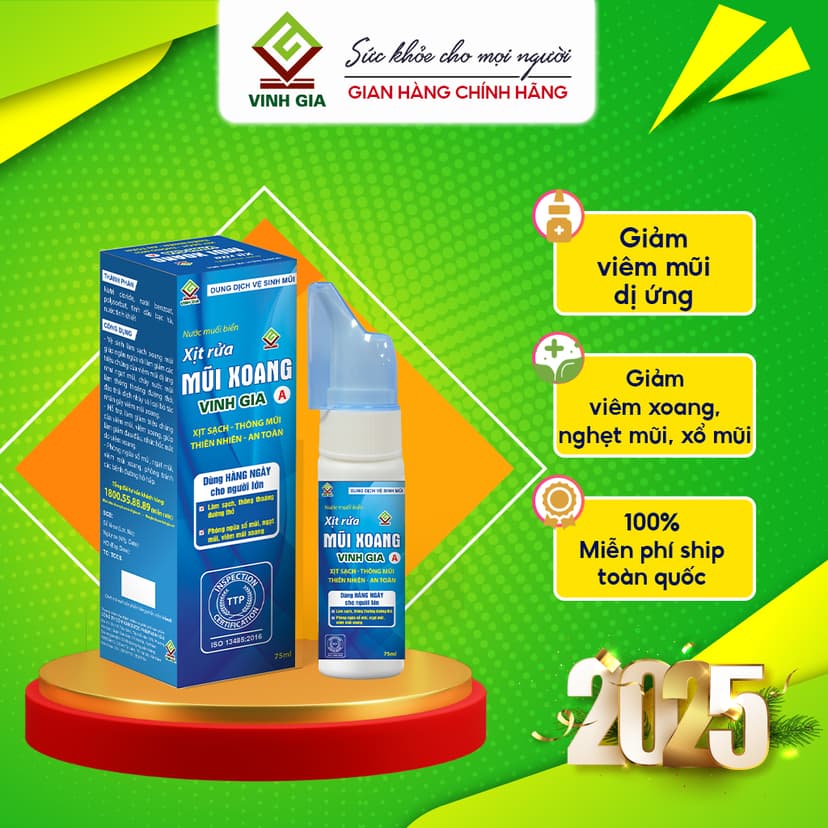 Ảnh Xịt Rửa Mũi Xoang Vinh Gia A Chứa Tinh Dầu Bạc Hà Giúp Thở Thông Thoáng, Bảo Vệ Hô Hấp Cho Người Lớn 1