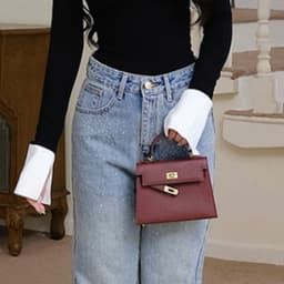 Thumbnail Quần Jean KAYLIN Basic form suông đính hạt chất vải denim dầy dặn phong cách - N2368 1