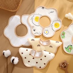 Thumbnail Yếm dãi, yếm ăn dặm tròn xoay 360 chất liệu Muslin thấm hút tốt nhiều màu sắc 4