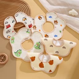 Thumbnail Yếm tròn xoay 360 Xô Muslin chống thấm nhiều họa tiết cho bé trai bé gái sơ sinh KT 22*24 cm 2